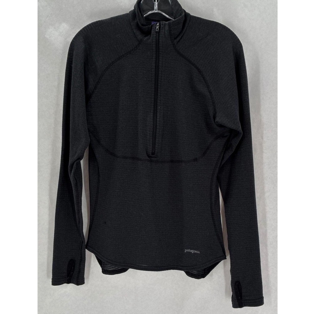 Patagonia Capilene 4 Thermal Weight 1/4 Zip Grid Fleece Pullover Black Womens M